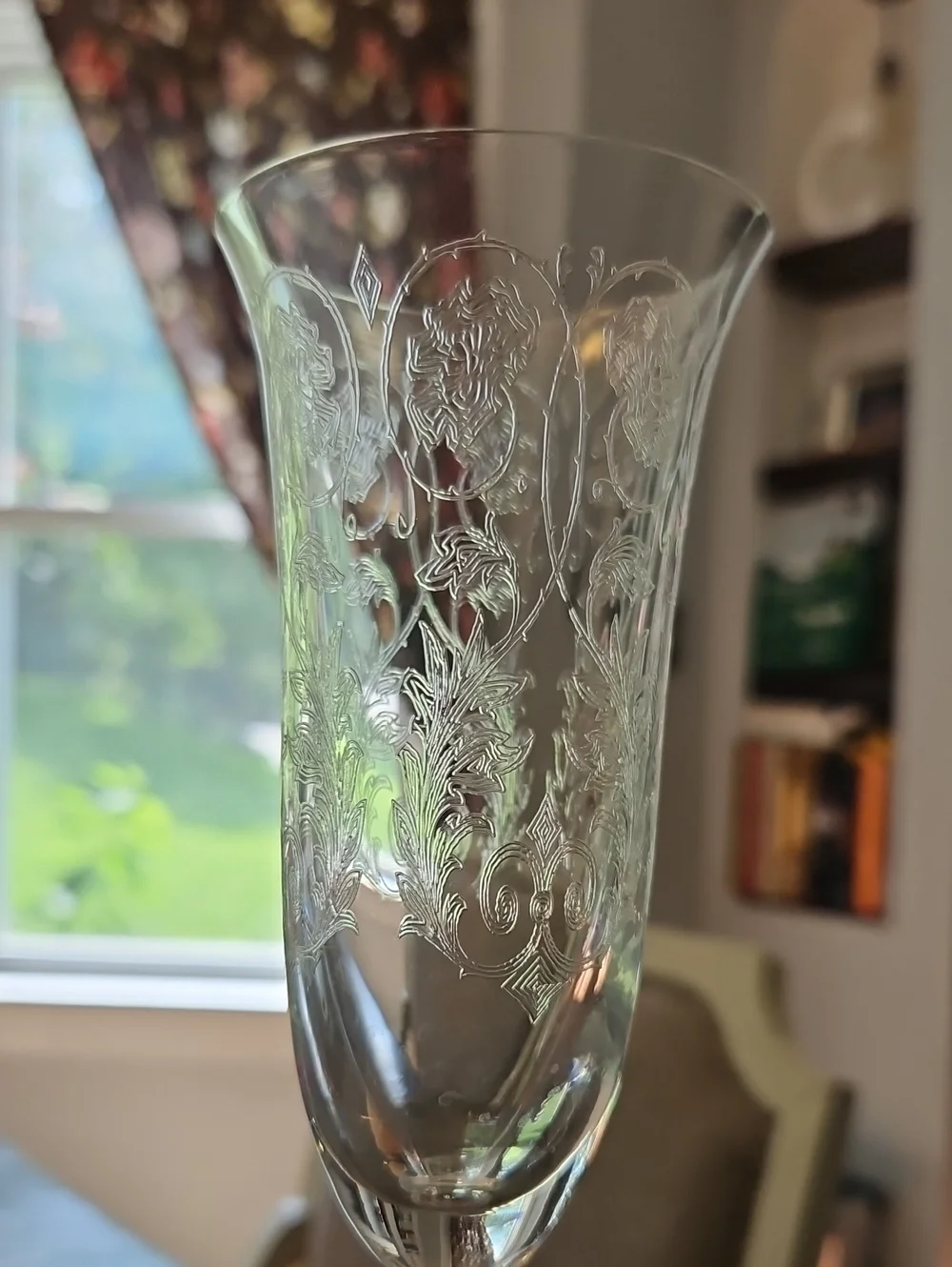 Anthropologie HORTA Etched Glass Flute Vase - Clear